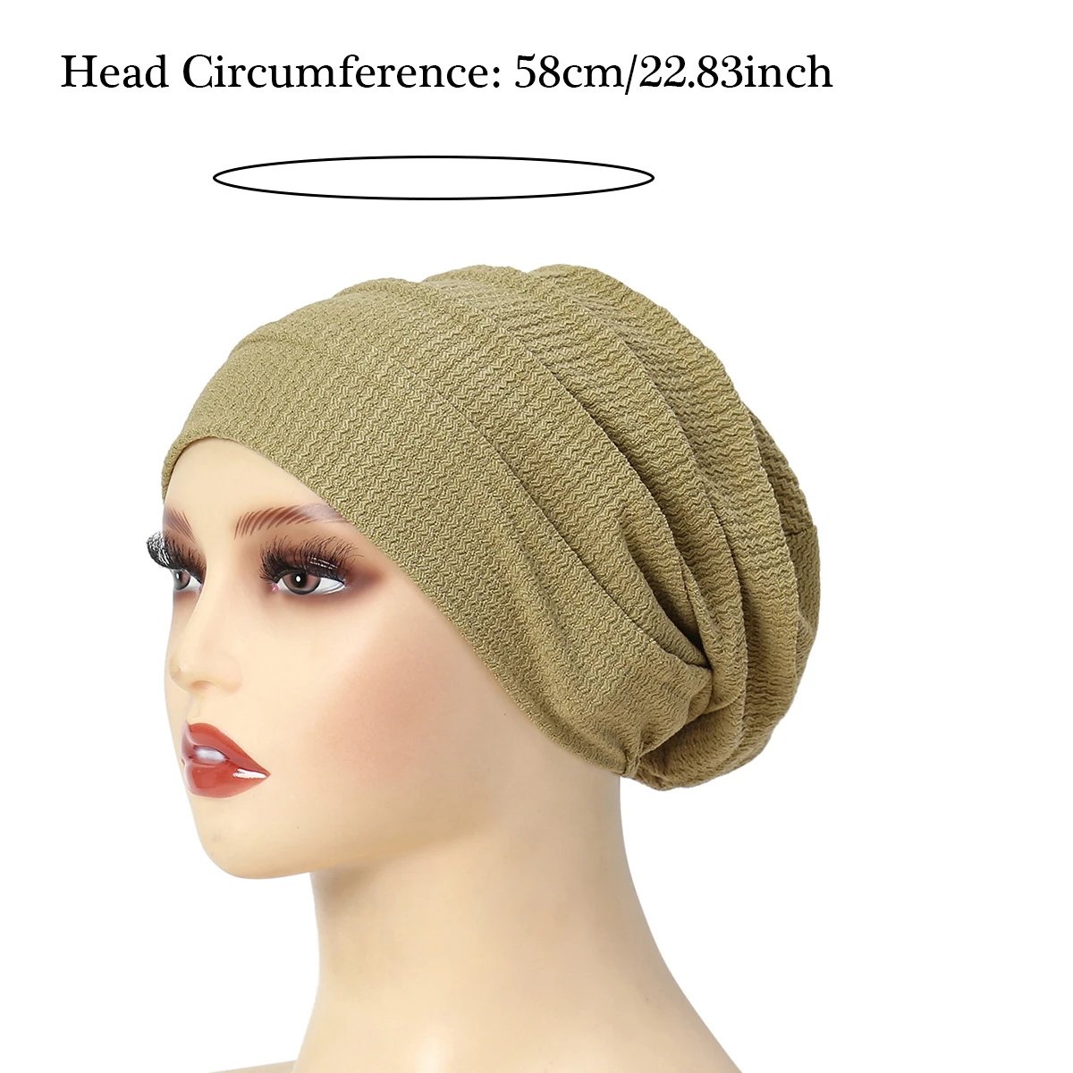 Trendy Crinkle Women\'s Solid Color Hijab Turban Soft Elastic Indian Bonnet Head Wrap Head Scarf Chemotherapy Cap