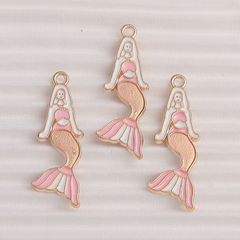 10 sztuk 12x32mm śliczne życie morskie Charms emalia syrenka Charms wisiorki do tworzenia biżuterii kolczyki naszyjniki DIY akcesoria rzemieślnicze — zdjęcie 6