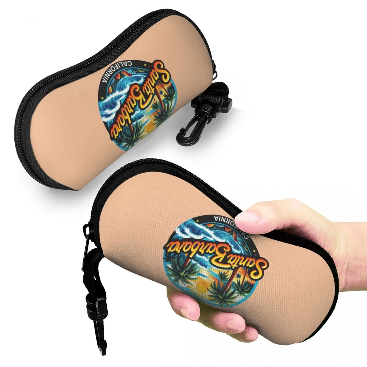 

Santa Barbara, California USA Shell Glasses Case Protective Sunglasses Box Women Men Soft Eyeglasses Bag Pouch