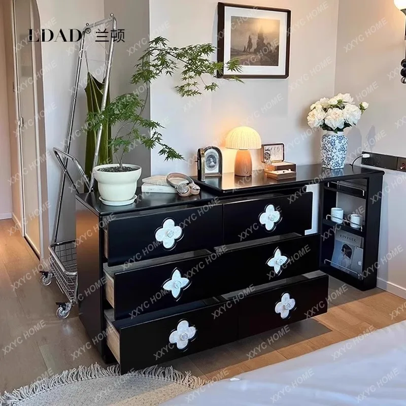 LX retro style solid wood dresser storage cabinet integrated bedroom modern simple retractable corner makeup table