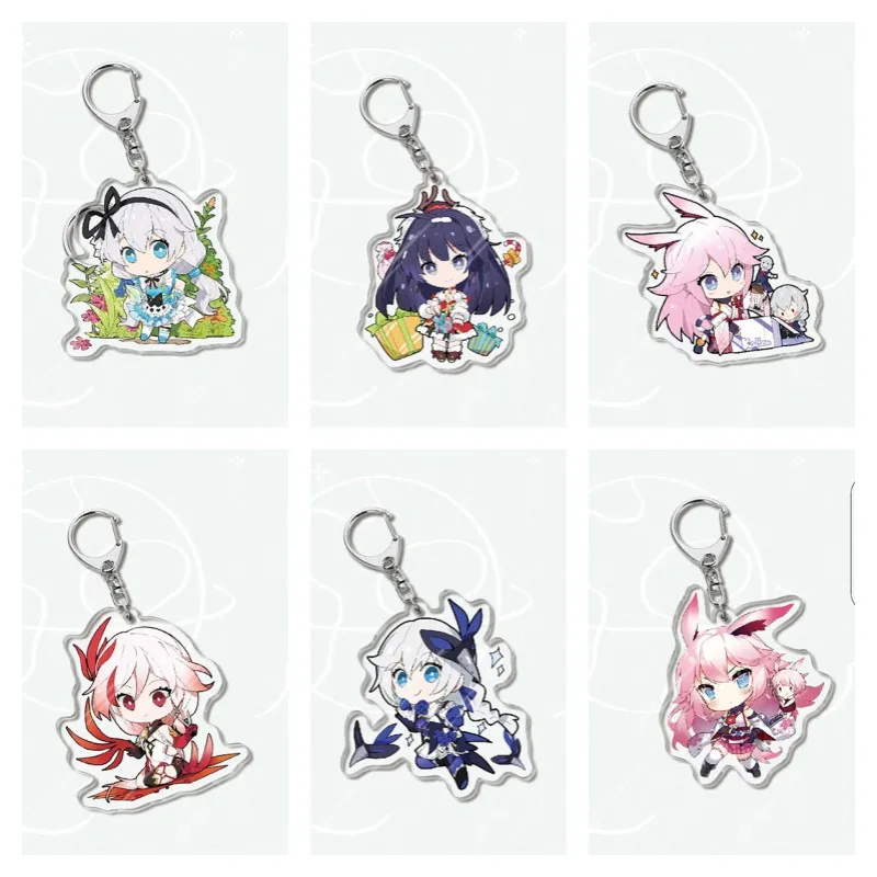 Anime Honkai Impact 3 Figures Kiana Kaslana Raiden Mei Yae Sakura Cosplay Acrylic Keychains Cute Bag Keyring Fans Xmas Gifts