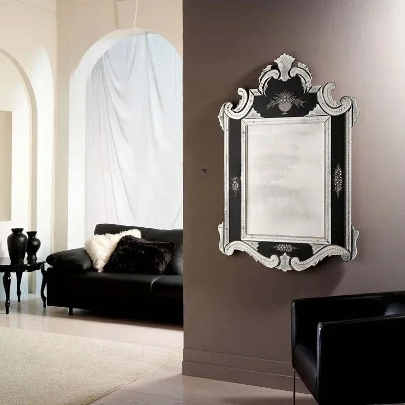 Wall-mounted mirror classical living room post-modern, makeup wooden lamp bathroom modern splicing bedroom