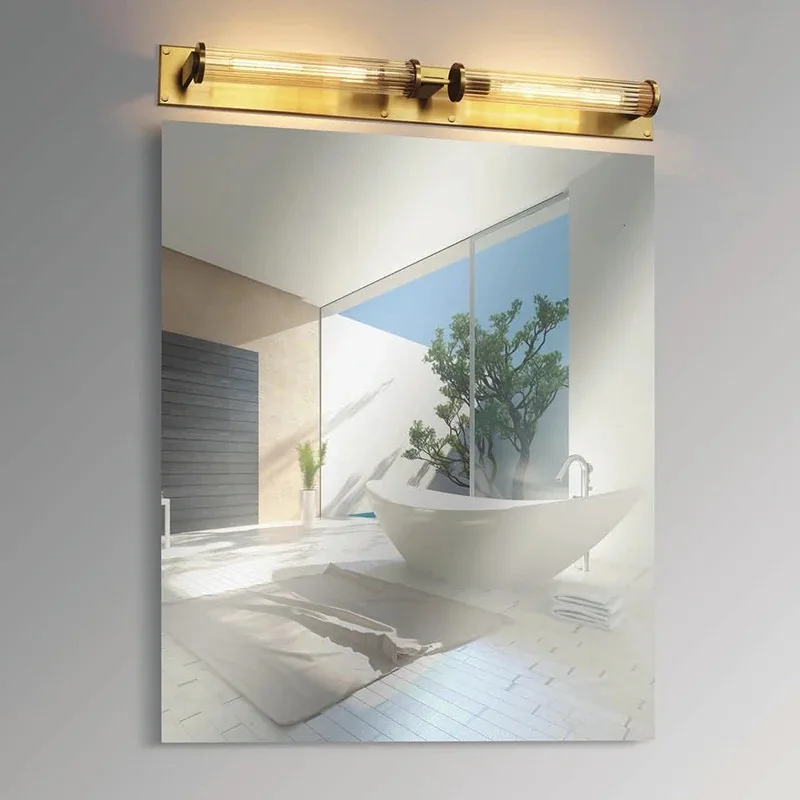 Postmodern Luxury American Minimalist Led Wall Lamp Living Room Copper Lamps Bedroom Bedside Mirror