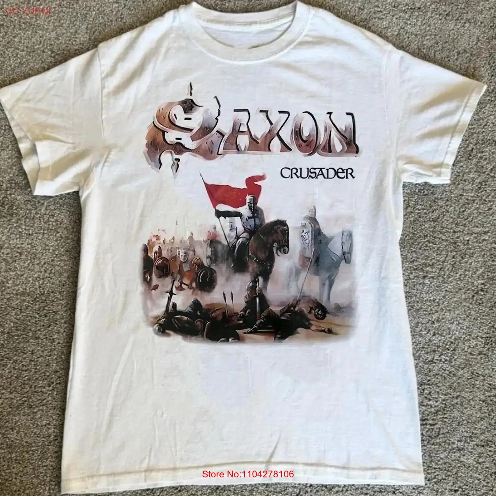 Vintage Saxon Crusader T Shirt Heavy Metal Band S 5XL long or short sleeves vintage Washed Top For Everyday Wear Casual