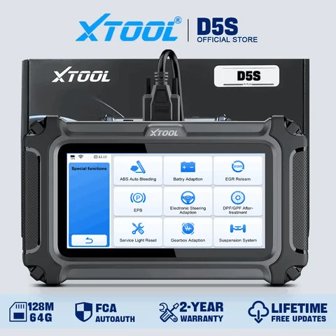 XTOOL D5S Car Diagnostic Tool Gearbox ABS EPB SRS Engine System Scanner 16 Resets Service OBD2 Scanner Free Update FCA CAN FD