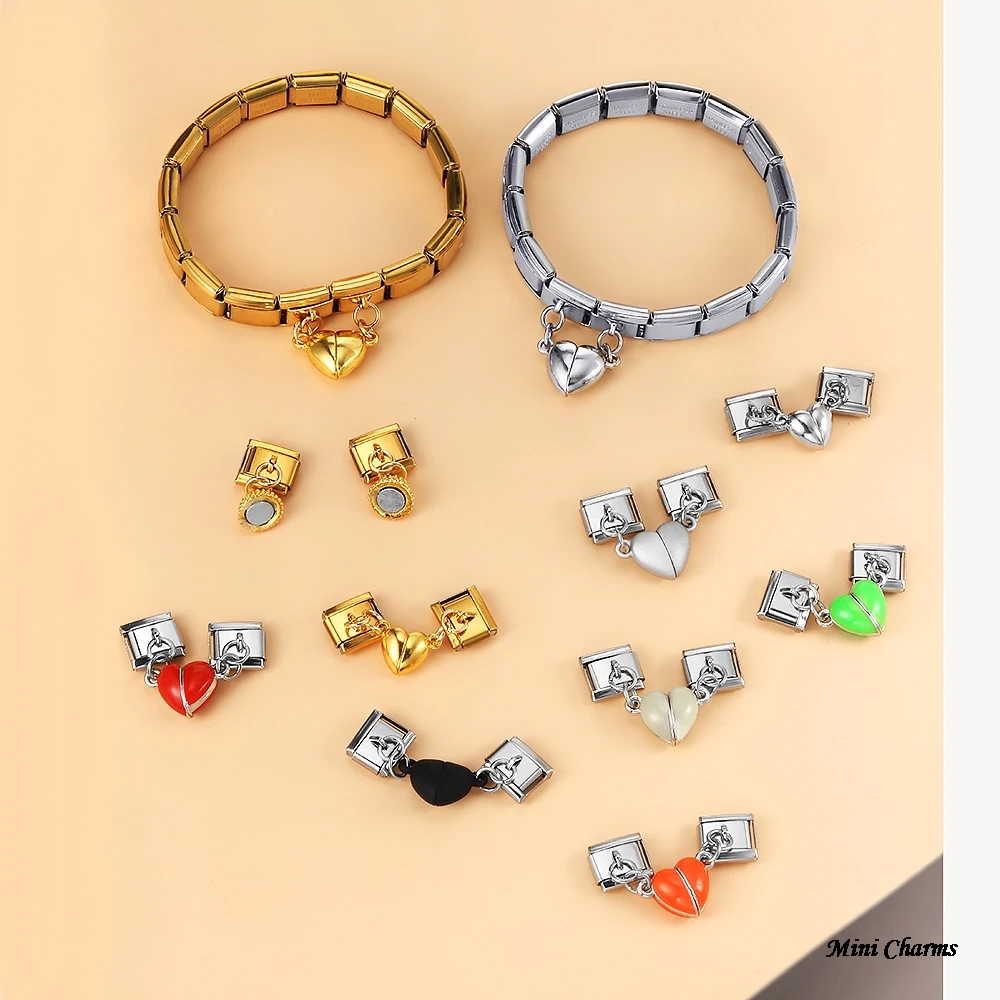 Abnehmbarer goldfarbener magnetischer Kugel-Charm im italienischen Stil, passend für 9-mm-Edelstahlarmbänder, Trend-DIY-Schmuckherstellung. – Detail 4