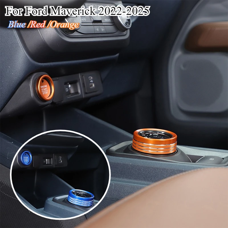 

For Ford Maverick 22-25 Aluminum Center Console Volume Knob Ring Cover Kit Auto Interior Accessories