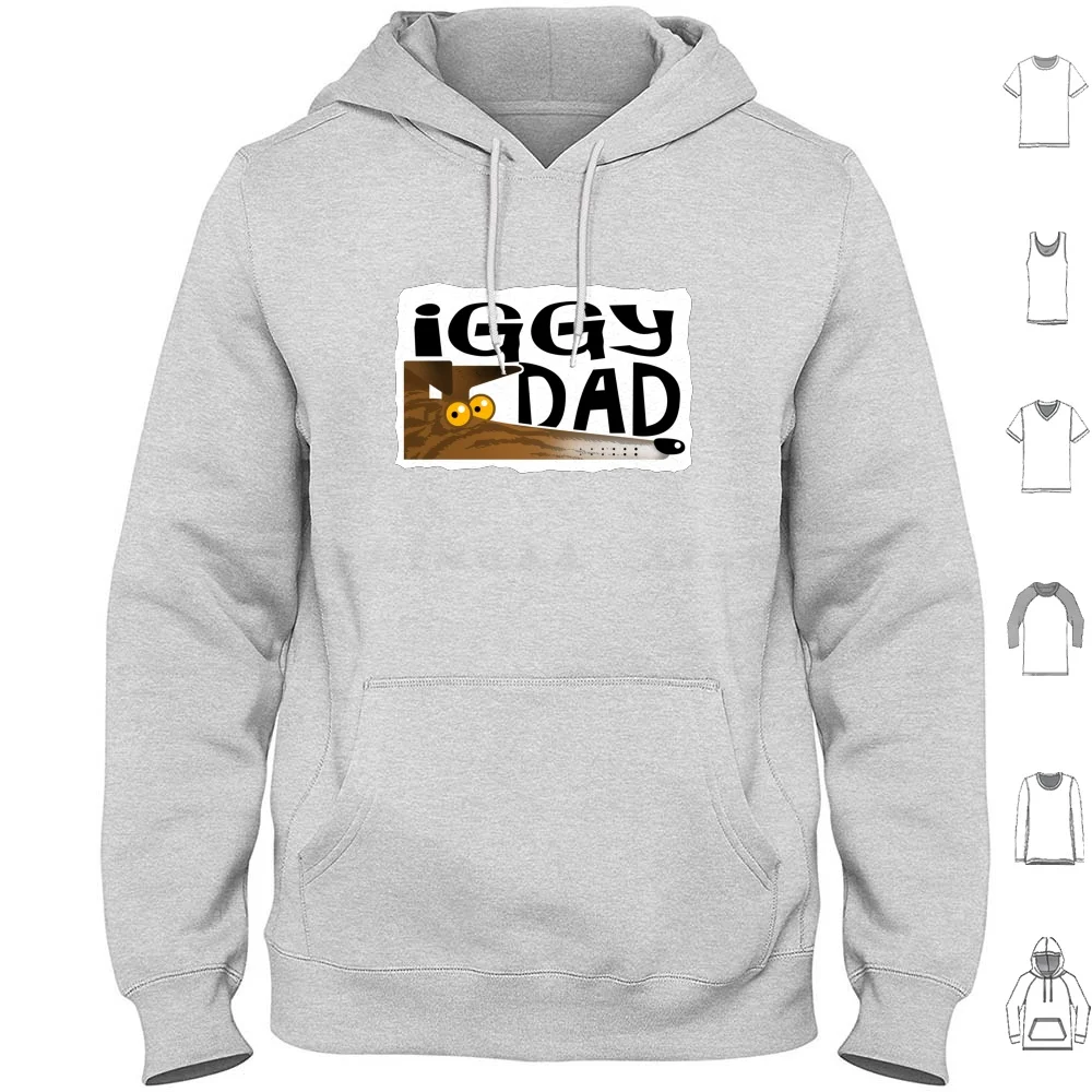 Iggy Dad ( Dark Brindle ) Hoodie Cotton Long Sleeve Greyhound Iggy Italian Greyhound Lurcher Whippet Cartoon Dad Rich