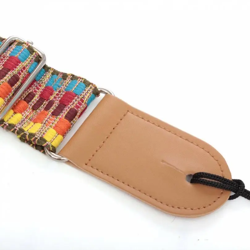 Double-layered Adjustable Embroidery Weaving Style Strap for All Kinds Guitar / Ukulele with Genuine Leather Head