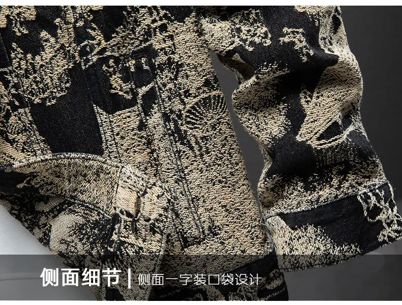 2022 Lente en Herfst Nieuwe heren High-end Geborduurd Casual Denim Jasje Losse Retro Jacquard Zwart Dagelijks Jasje