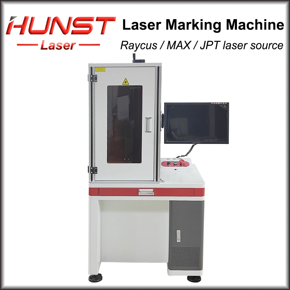 Hunst Enclosed Fiber Marking Machine MAX/JPT/Raycus Fiber Laser 20W 30W 50W 100W for Gold Silver Metal Plastic Engraving Cutting