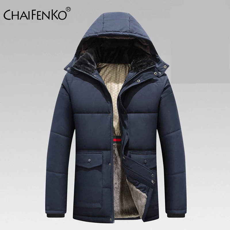 Fleece Keep Warm Man Cotton Clothes Winter Fashion Removable Hat Jackets New Thickening Business Affairs Windproof Coats Man