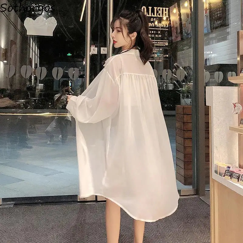 

Jackets Women Thin Sheer Design Summer Breathable Solid Femme Baggy Harajuku Sun-proof Simple Long Style Mujer Soft Ins Outwear