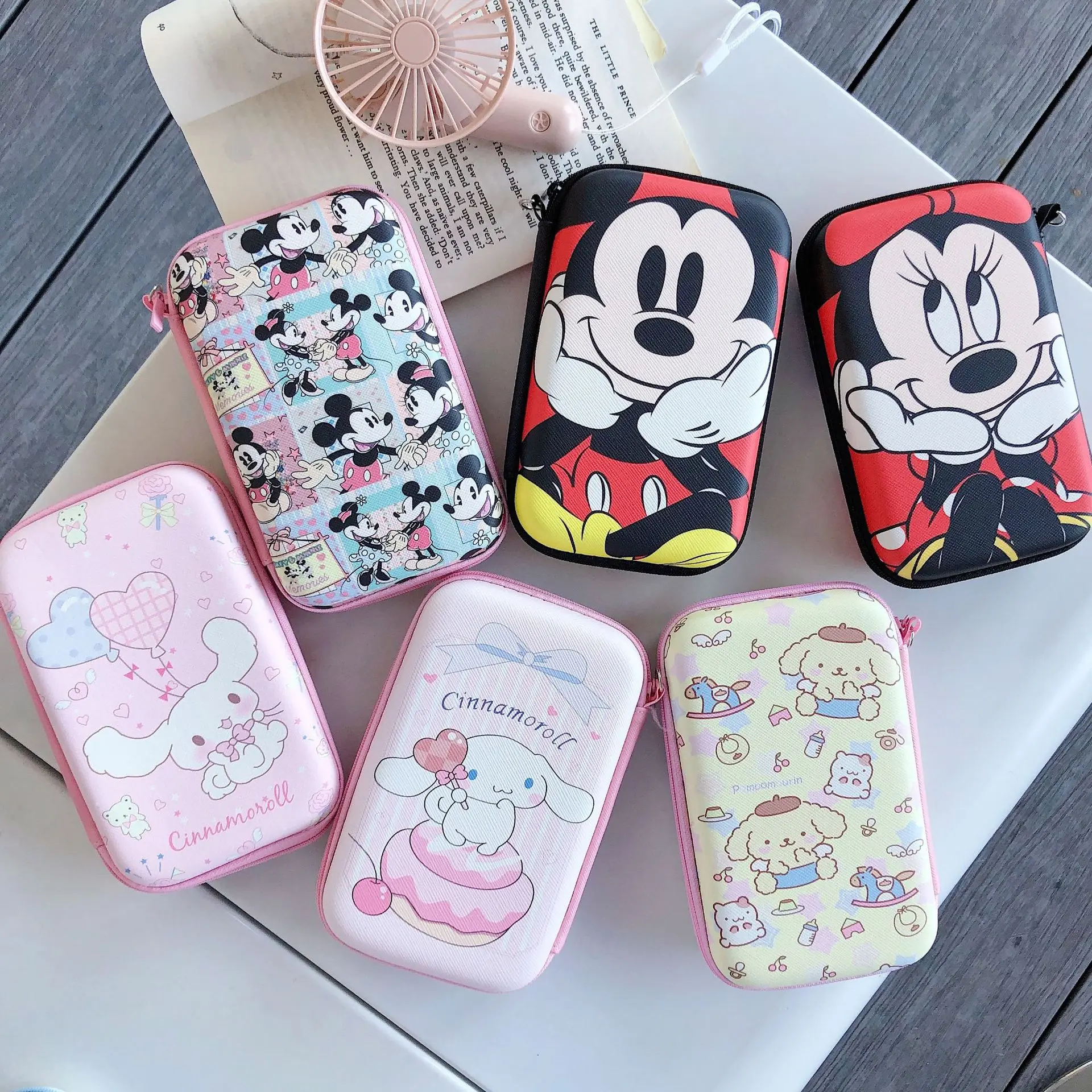 Disney Mickey Alien Sanrio Cinnamoroll MyMelody LittleTwinStars Charger Data Cable Headphone Line Storage Bag Cute Square Bag