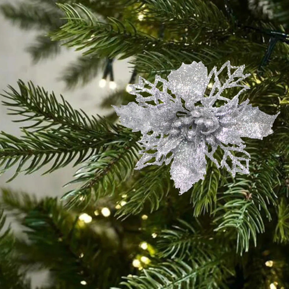 مجموعة ديكور معلقة على شكل شجرة زهرة البونسيتة اللامعة الكبيرة لعيد الميلاد مكونة من 510 حلي متألقة لشجرة عيد الميلاد ومنزلك