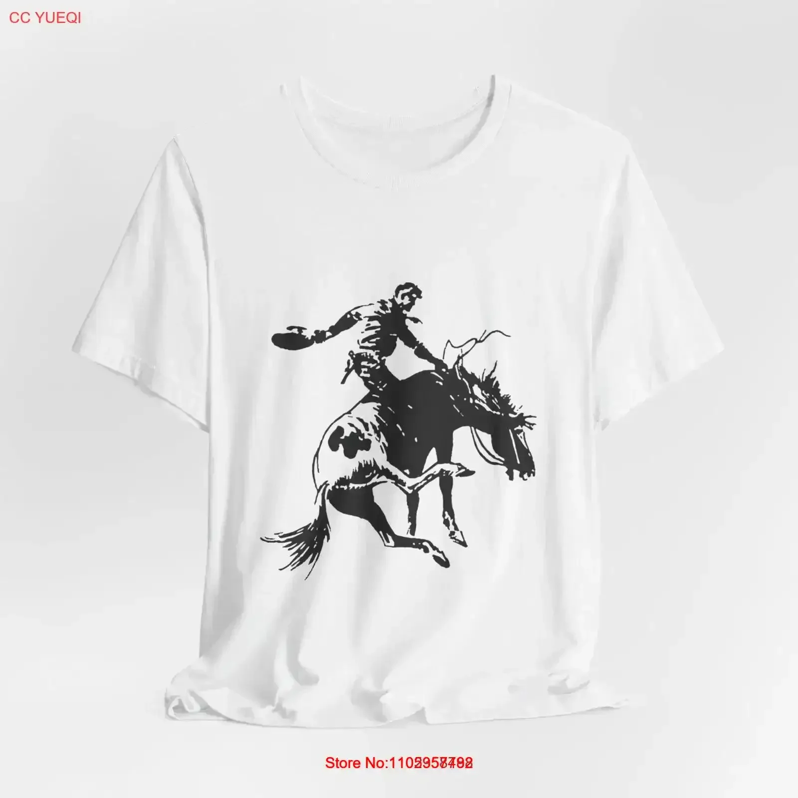 Cowboys Western American Bronking Crewneck Rodeo T Shirt  vintage Washed Soft homme Top For Everyday Wear Unisex Breathable