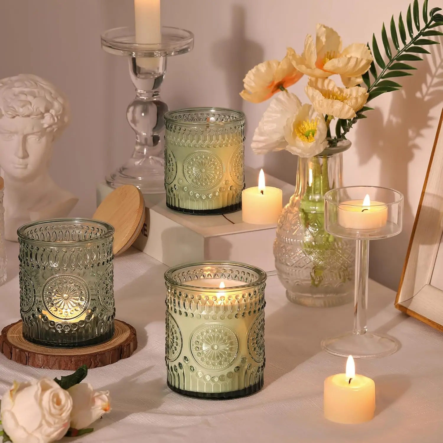 Creative Diamond Cylinder Glass Candle Holder Multi Color Transparent Home Decor for Scented Candle Making Jars for DIY Gifts