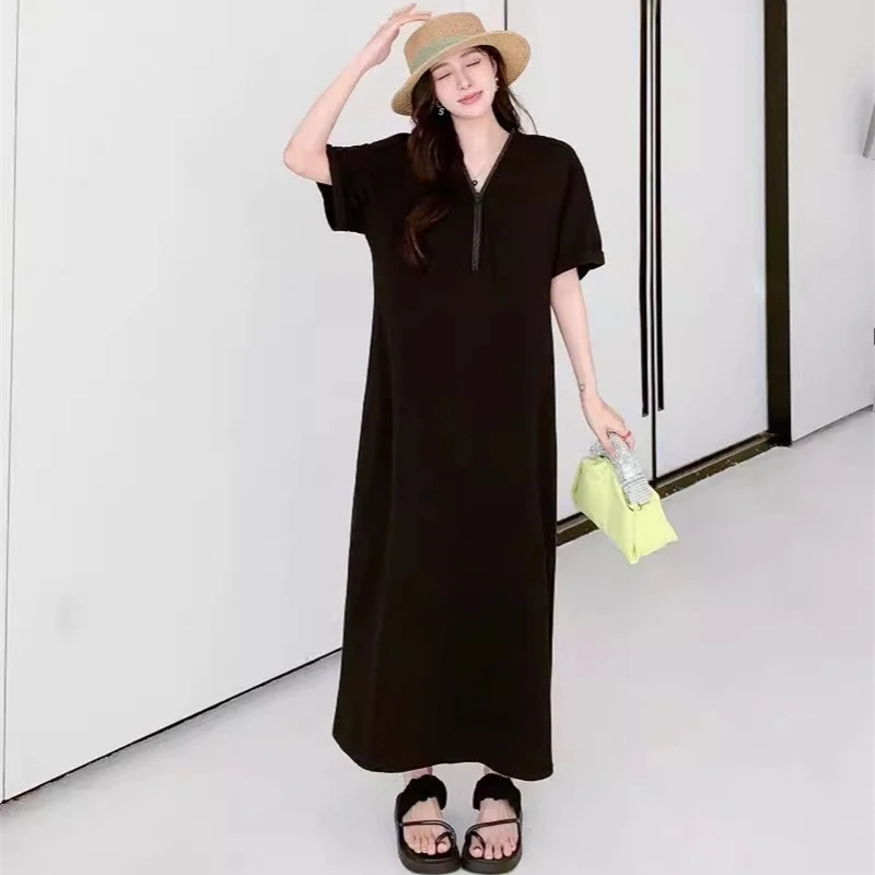 T-shirt patchwork con scollo a V a maniche corte lunghe Gonna estiva Ragazza paffuta Western Sle Allentato Casual Dimagrante...