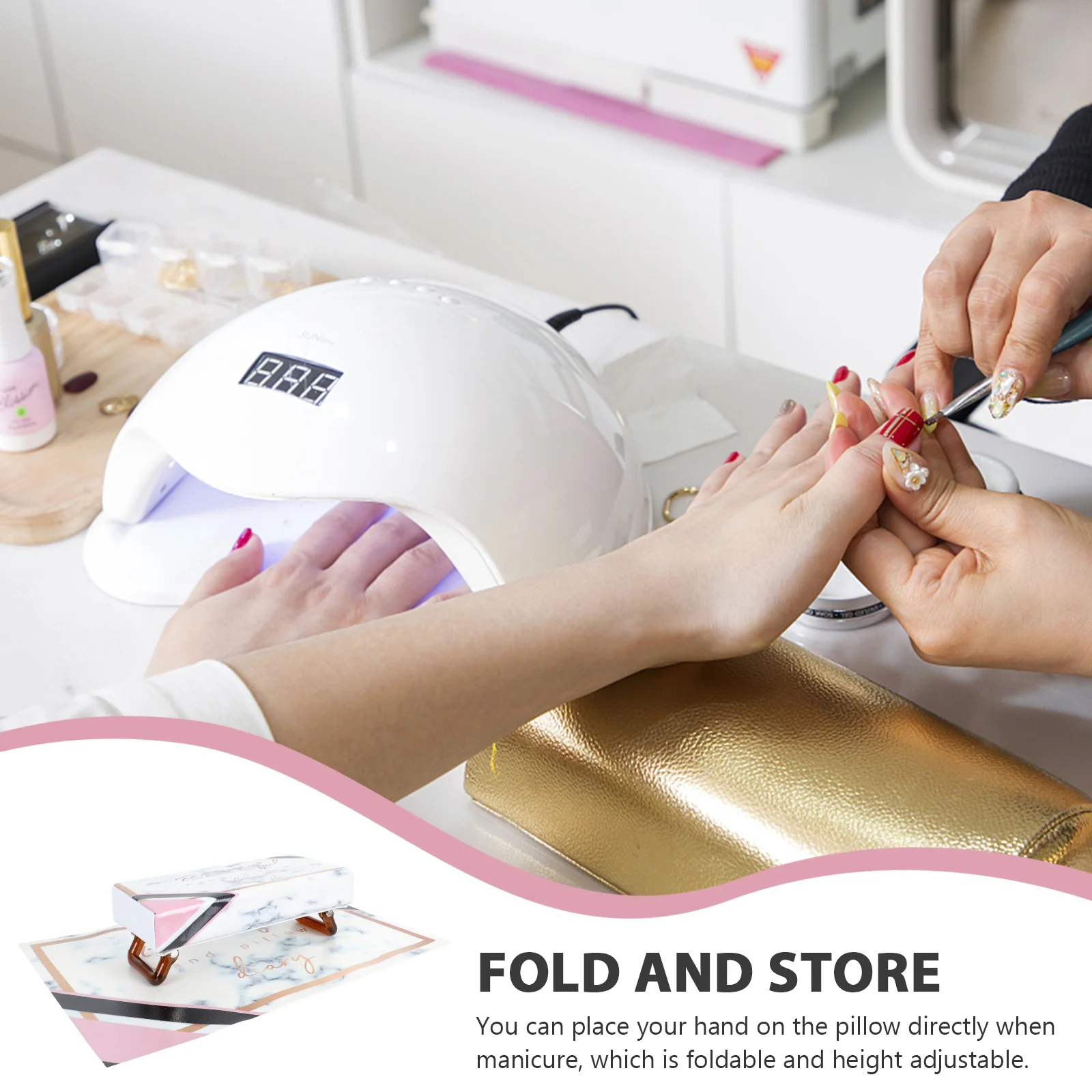 

1 set 1 Set Foldable Hand Pillow Mat For Nail Art Manicure Support Wrist Cushion Rest Tool Adjustable Desktop Beauty Accessory