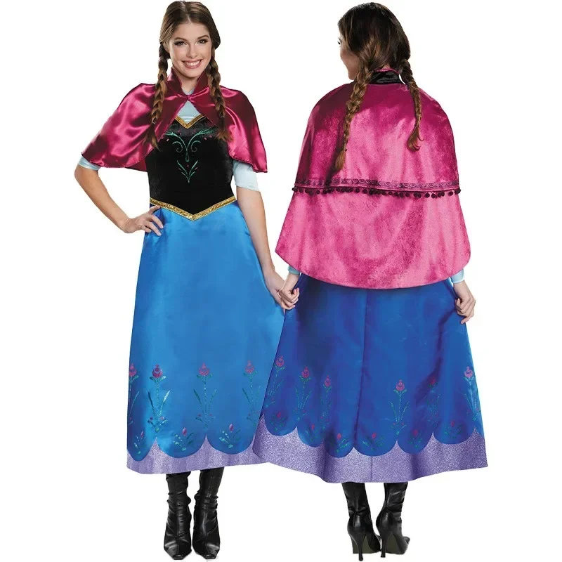 Anna Princess Clothes Frozen Snow White Costume Dress Halloween Cosplay Costumes Adult Female Clothing