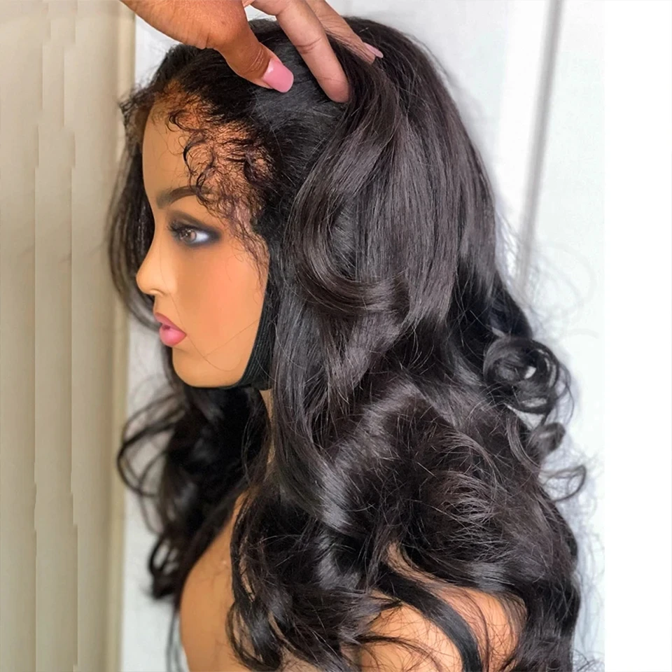 

4C Curly Hairline Edge Human Hair Wigs Body Wave Lace Frontal Wigs with Curly Baby Hair 13x6 Glueless Lace Front Human Hair Wigs