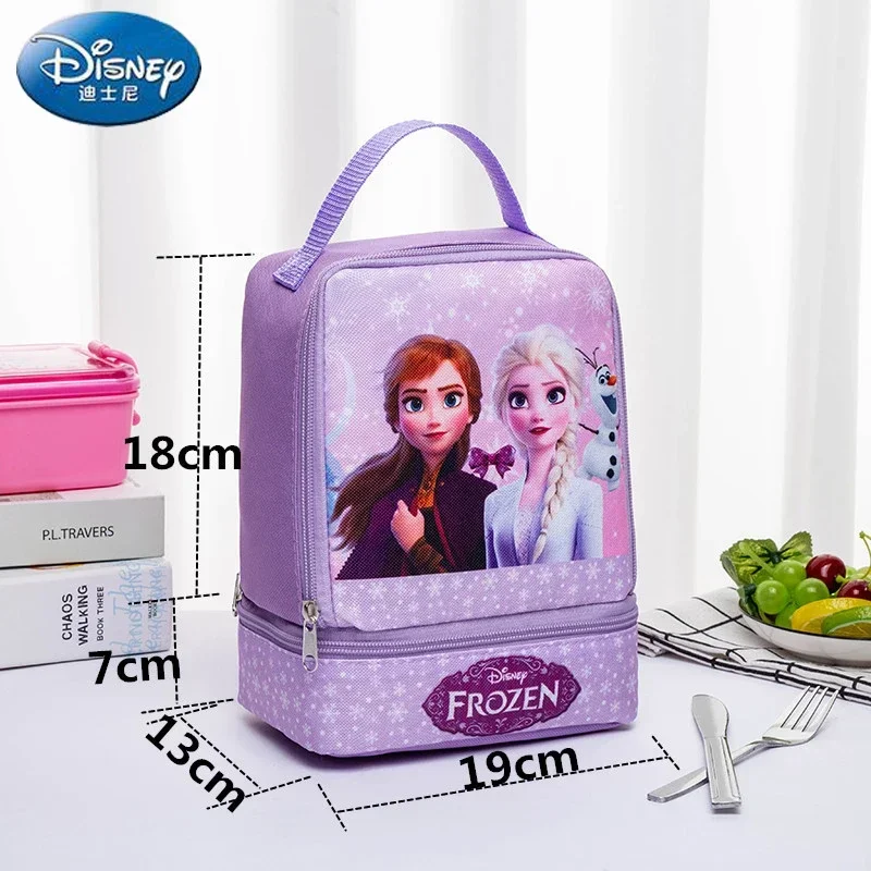 Disney Cartoon Frozen 2 Cute Student School Bag Double Layer Lunch Bag Children\'s Portable Lunch Box Bag Student Lunch Bag