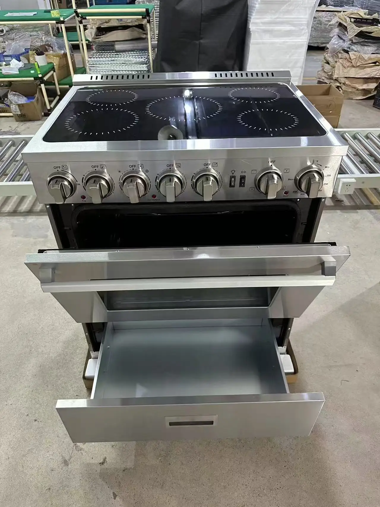 Z New Stainless Steel Silver Electric Oven, Multifunctional Kitchen Appliance with Electric Hobs and 1 and Oven