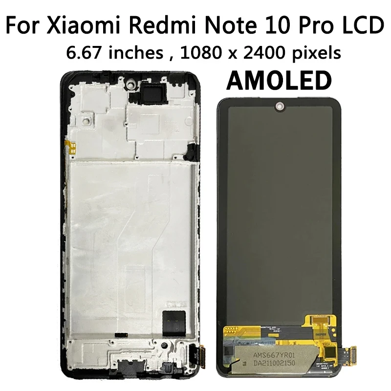 NEW M2101K6G Display for Xiaomi Redmi Note 10 Pro LCD Touch Screen Digitizer Assembly Parts for Redmi note10pro M2101K6G display