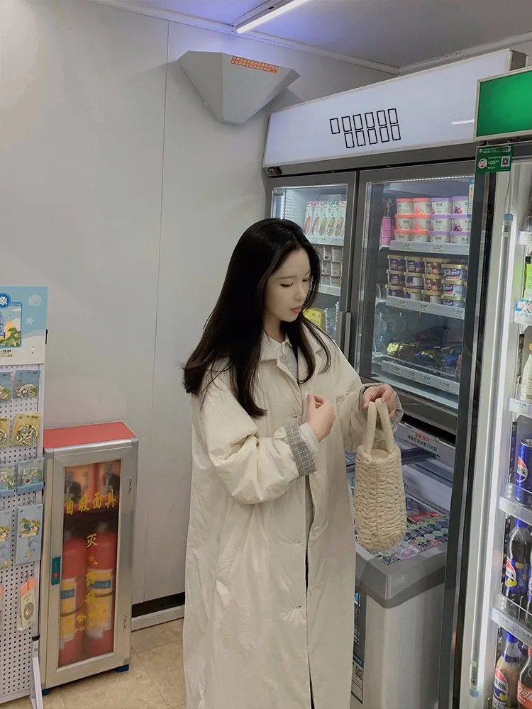 

ZNG OP Women's "Light Capsule" Simple Japanese Sle Fluffy Cotton Long Jaet Lightweight Versatile Casual Commute