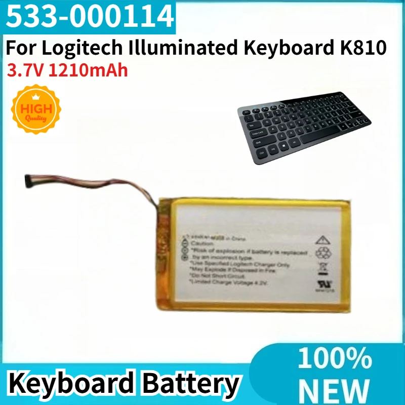 

533-000114 High Quality Battery 3.7V 1210mAh for Logitech Illuminated Keyboard K810 Brand New Replacement Battery