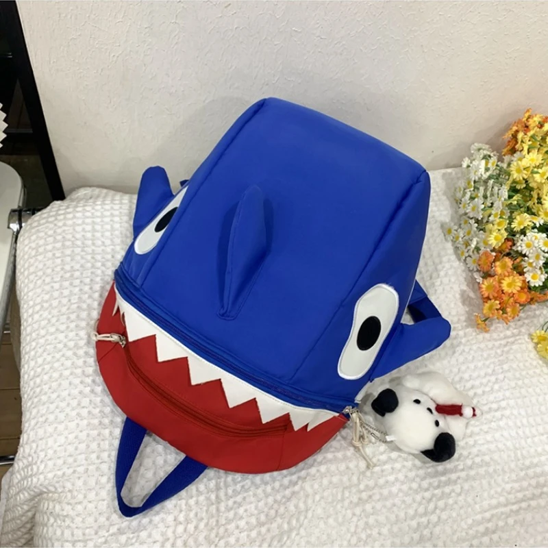 Personalized Shark Backpack 2024 New High School Student Niche Travel Cartoon Cute Backpack Large Capacity Funny Contrasting Bag