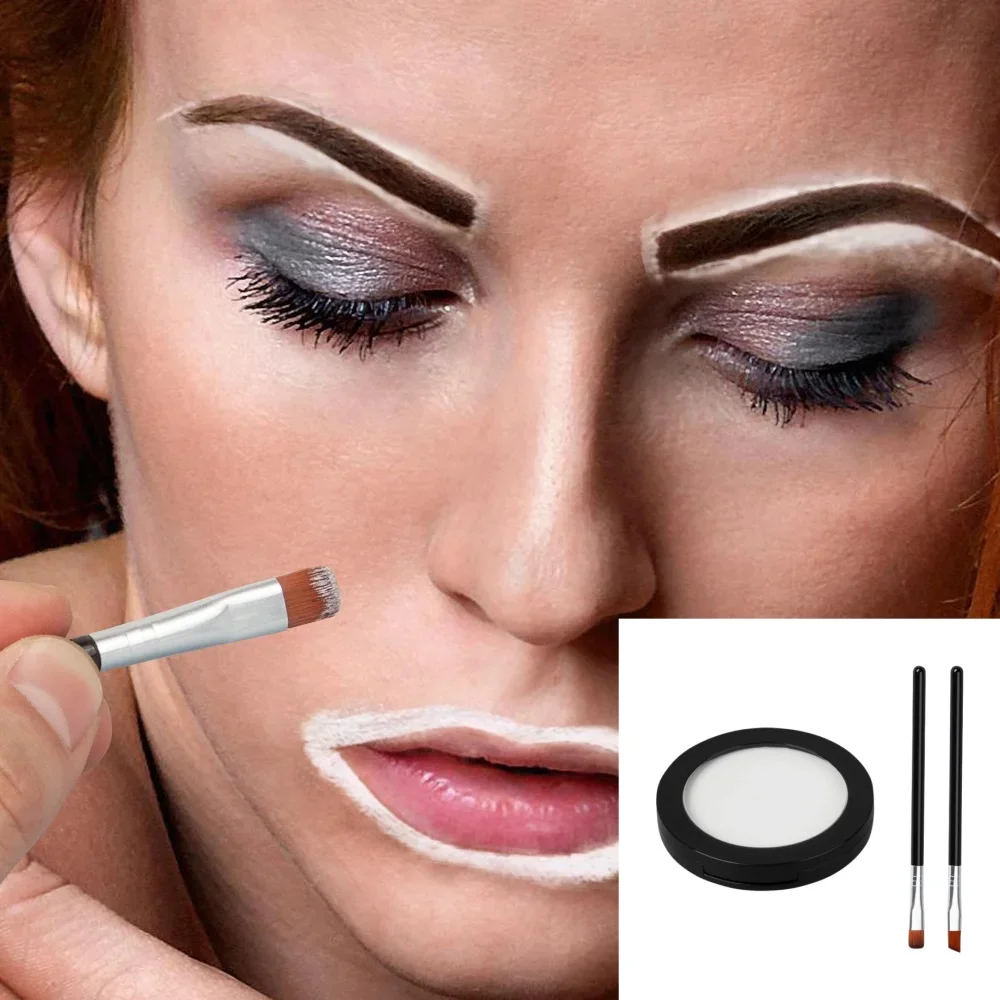 

40g Greasefacepaint Black and White Mapping Face Tattoo Positioning Color Paste for Drawing Eyebrows and Mouth Paint with Brush