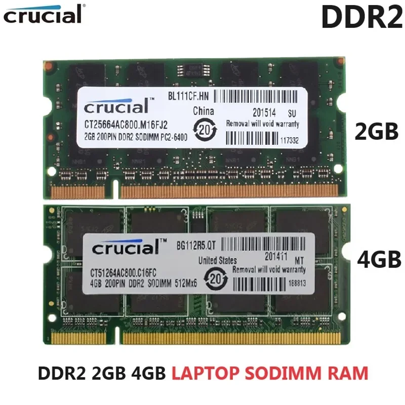 Pamięć RAM do laptopa Crucial DDR2 2GB 4GB 667MHz 800MHz SODIMM PC2-5300 PC2-56400 1.8V 200pin do notebooka Sodimm Memoria Komputer — zdjęcie produktu 2