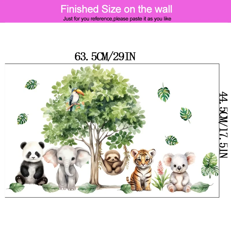 Cute Tiger Panda Koala Elephant Wall Stickers For Kids Room Decoration Cartoon Animals Party Mural Art Pvc Posters Home Decals