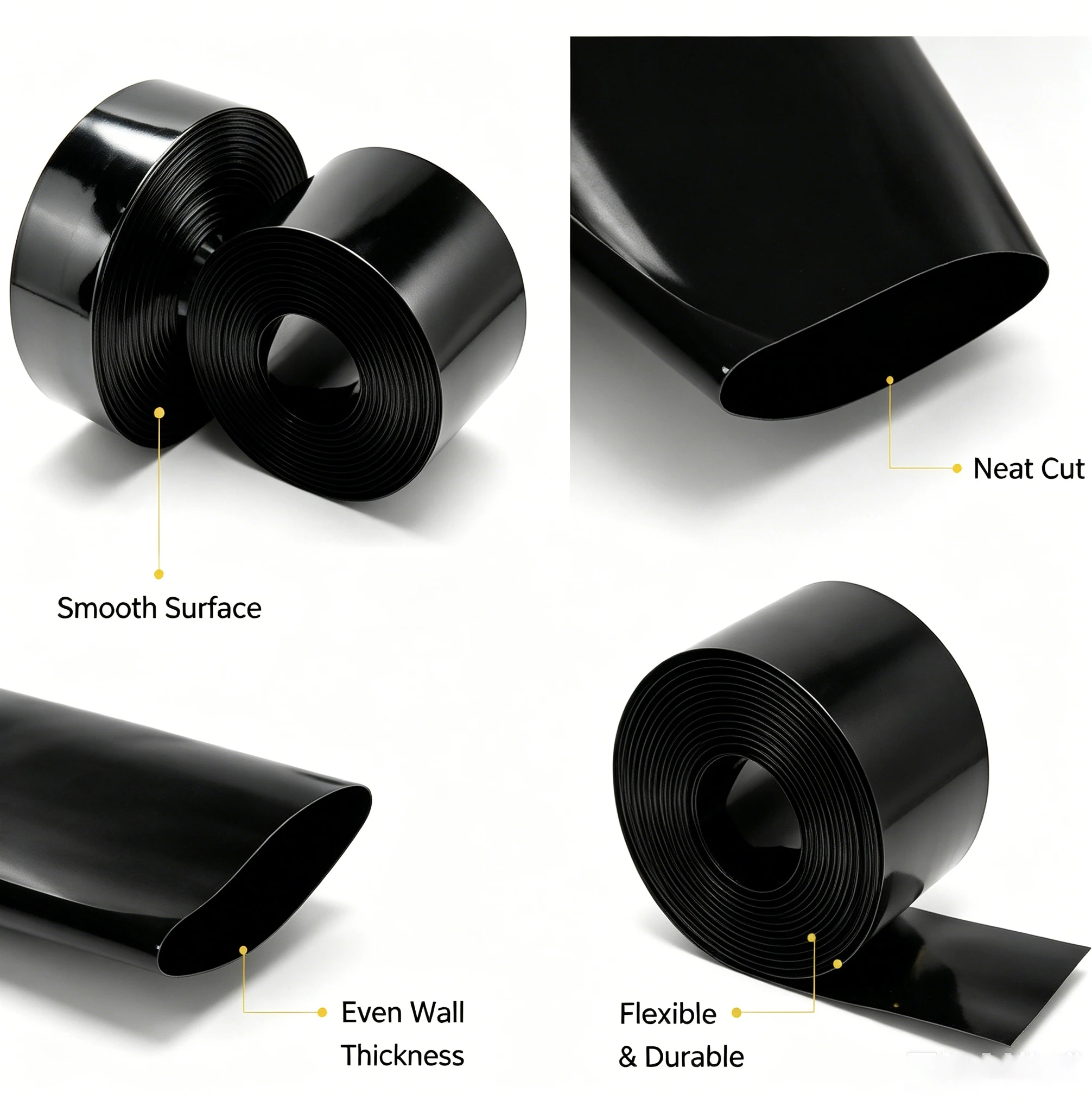 1/2/3/5/10M Black PVC Heat Shrink Tube Width 30~300mm Flame retardant insulation waterproof wire harness protective sleeve