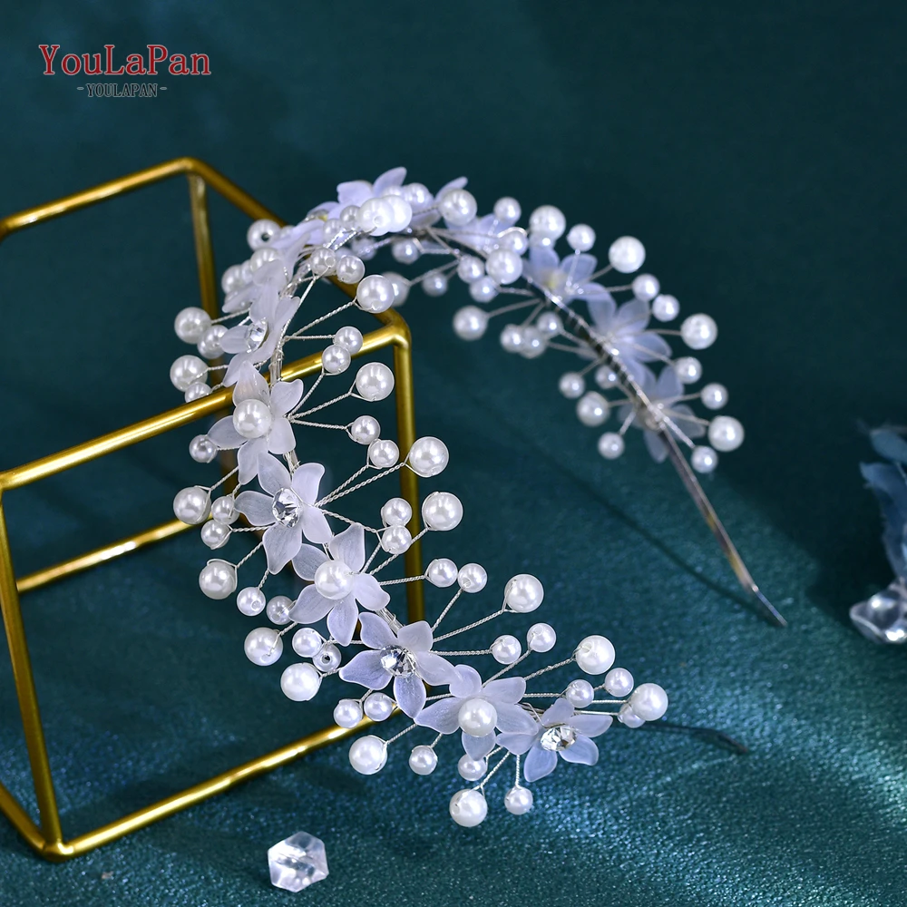 

YouLaPan Wedding Bride Head Hoop Pearl Flower Elegant Hair Accessory Women Party Fashion Headband Handmade Headpiece HP738