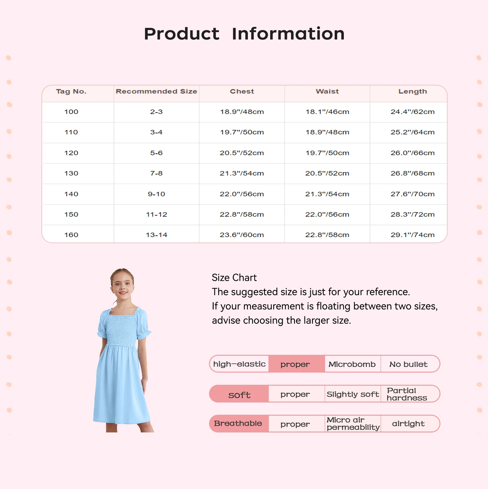 Summer Kids Girls Dress Short Puff Sleeves Square Neck Ruffle Smocked Dress for Picnic Vacation Travel Beach Wedding Birthday