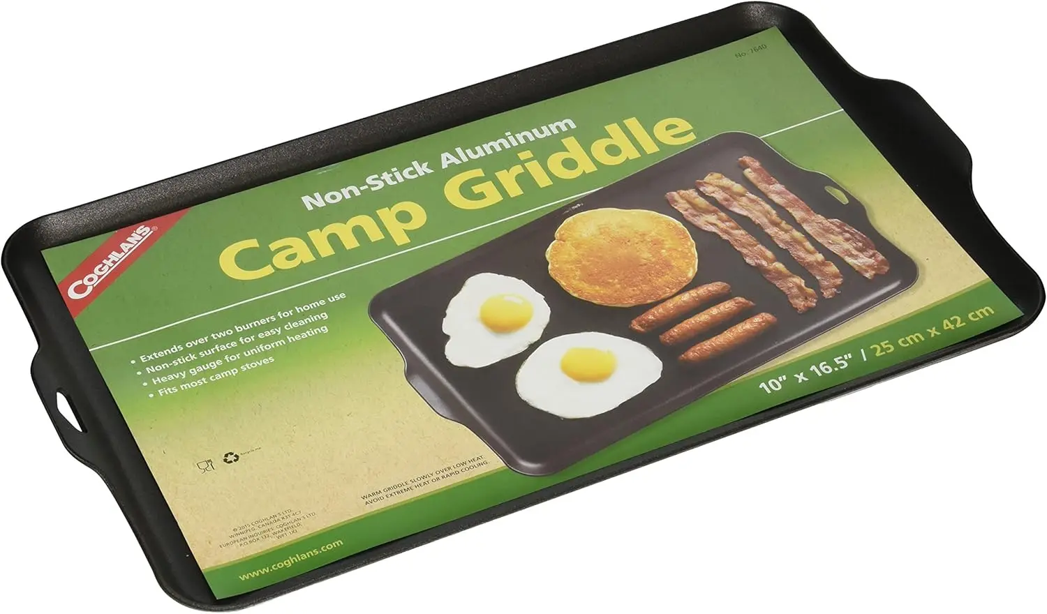 

16.5x10 Inch Non-Stick Camp Griddle, Fits Two Burners, Heavy Gauge for Even Heating