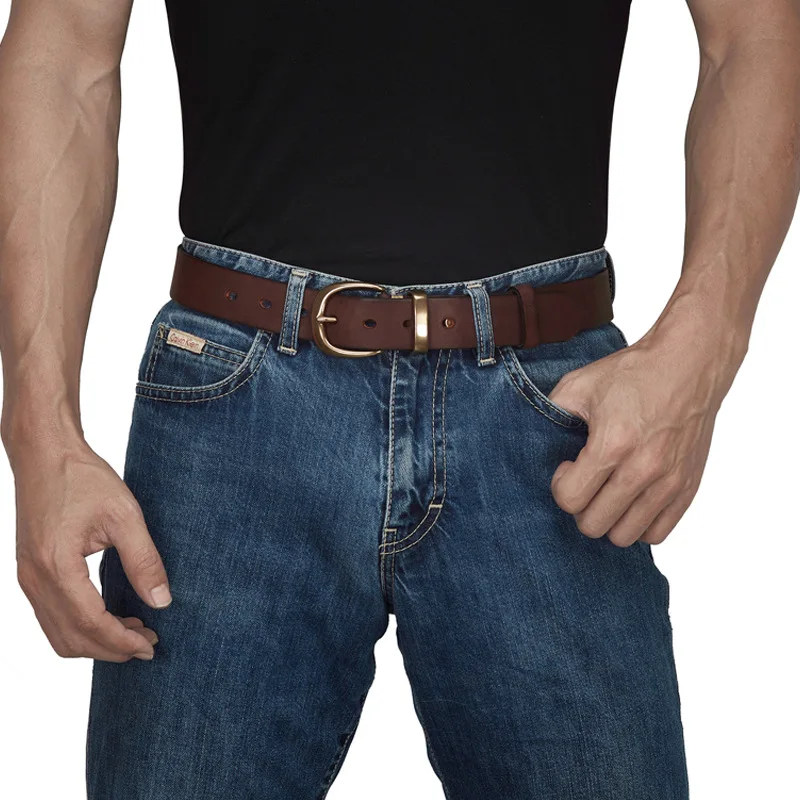 

3.3cm Man Vintage Genuine Leather Handmade Head Layer Cow Belt Men's Casual Versatile Personalized Trendy Men's Jeans Belts
