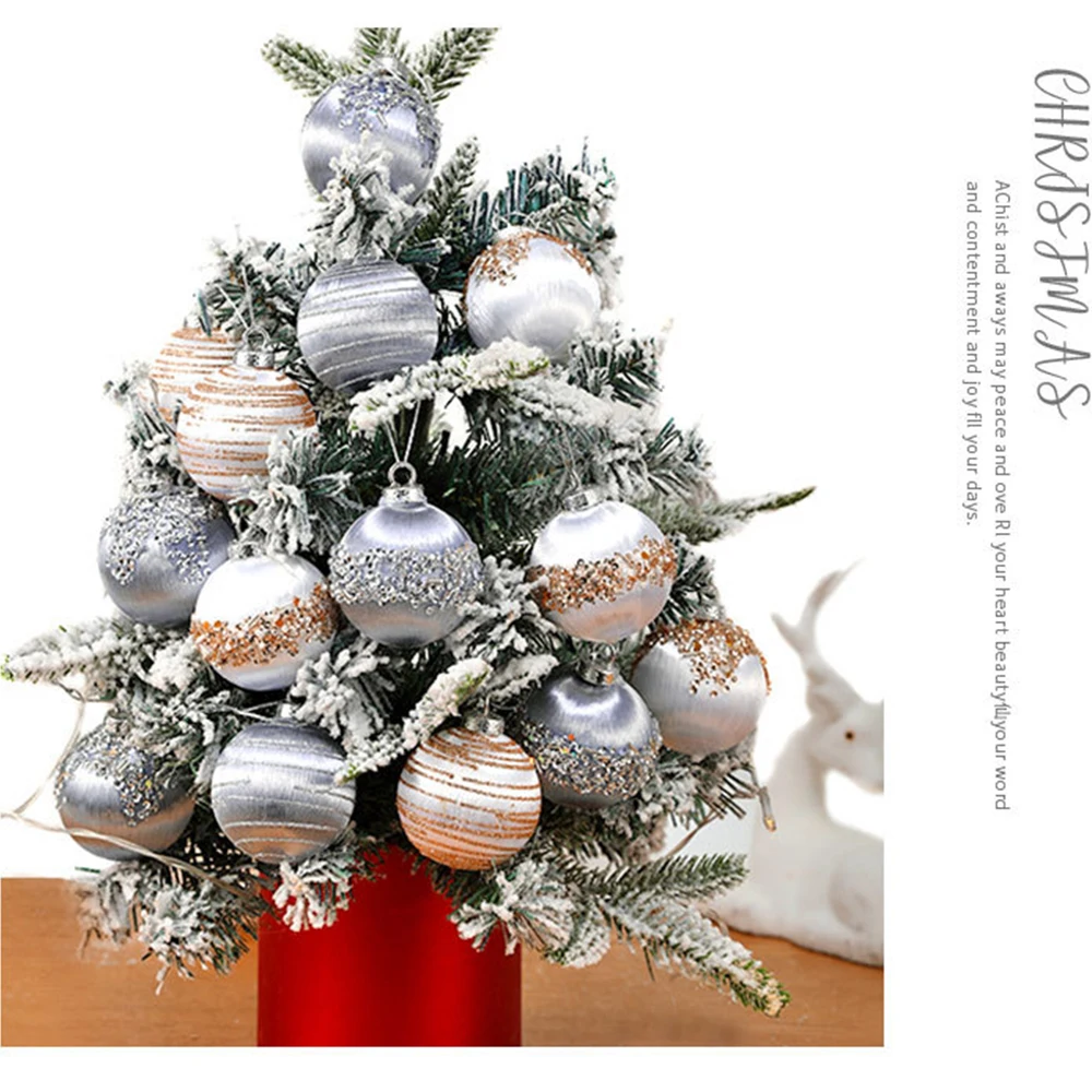 Christmas Tree Decoration 6/8cm 6pcs/Set Silk Thread Luxury Christmas Ball 2025 Xmas Hanging Pendant New Year Party Supplies