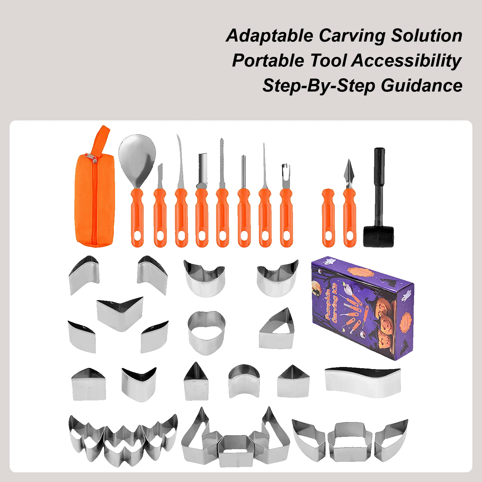 Halloween Pumpkin Carving Tools Kit Jack-O'-Lantern Pumpkin Carving Set 37-Piece Heavy Duty Sculpting Gears With Bag For