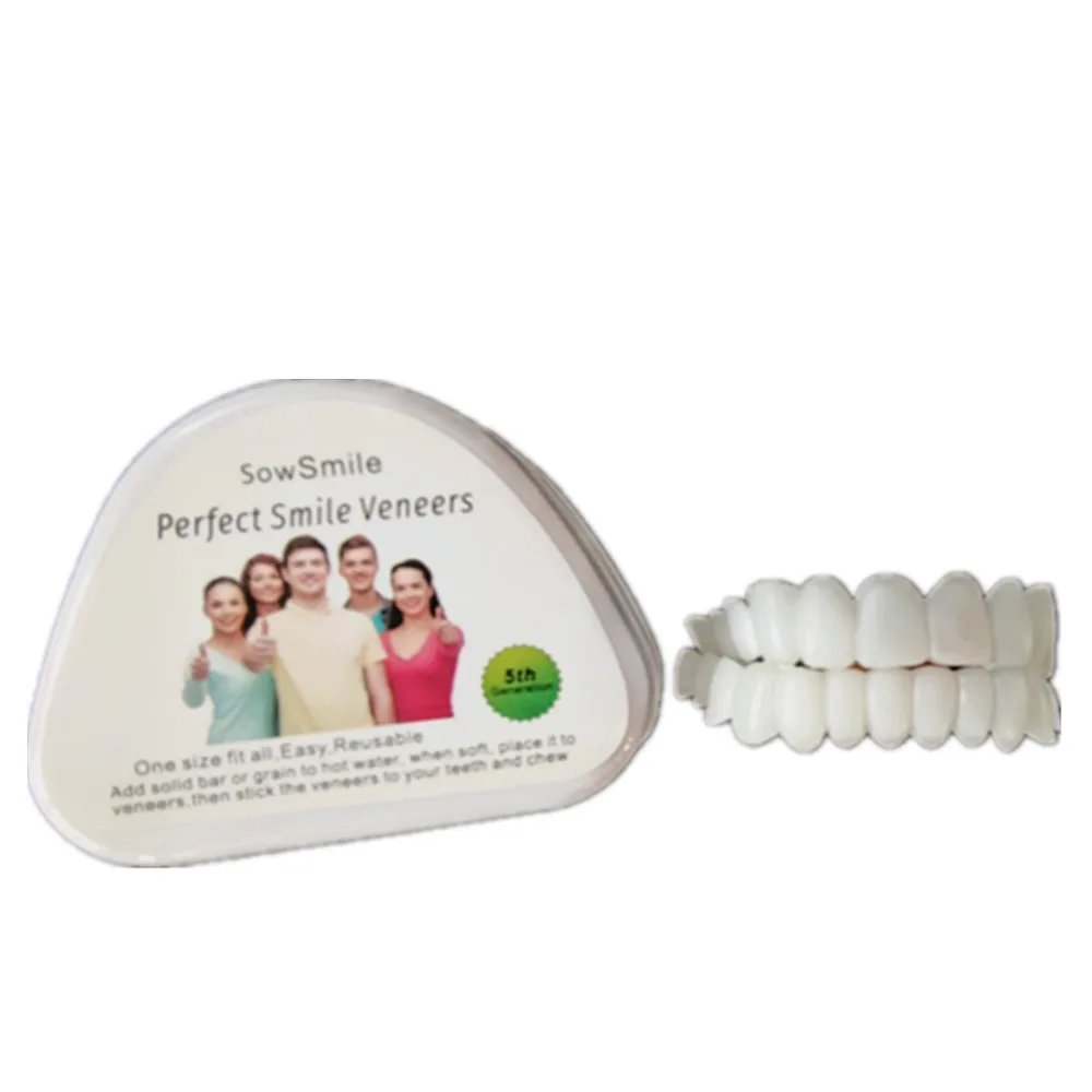 소우스마일 부드러운 실리콘 젤 치아 구강 상하 가짜 틀니 커버 완벽한 미소 베니어 틀니 교정기 장비 몰드