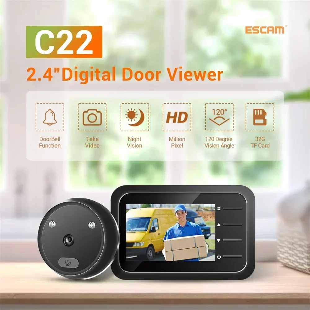 Video Peephole Doorbell Camera Video-eye Auto Record Electronic Ring Night View Digital Door Viewer Entry Home Security