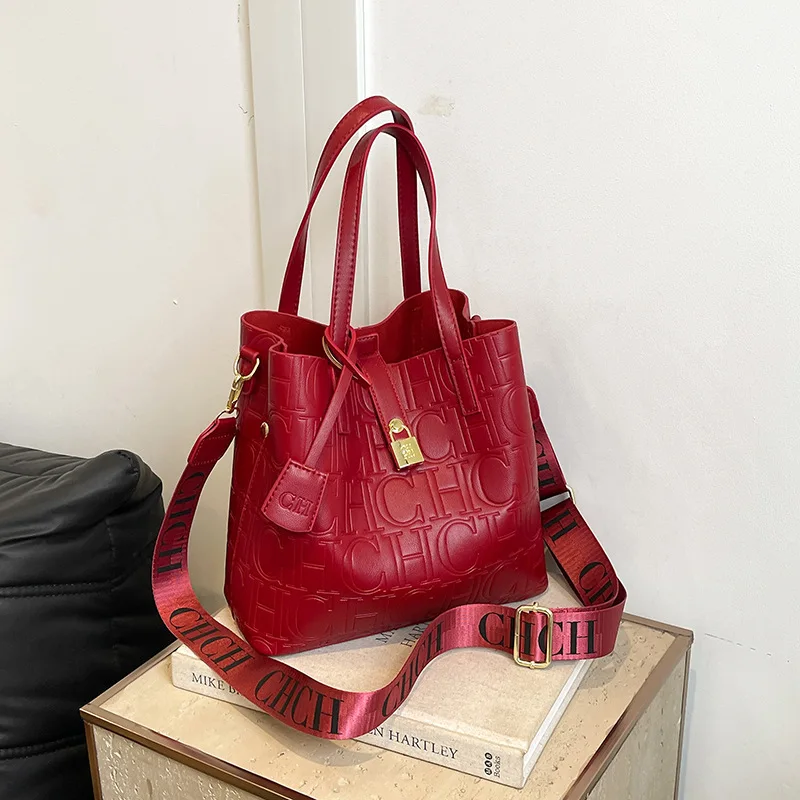 Bolsa balde feminina da moda inverno 2026, bolsa crossbody impressa de grande capacidade, bolsa de ombro elegante e versátil para uso diário