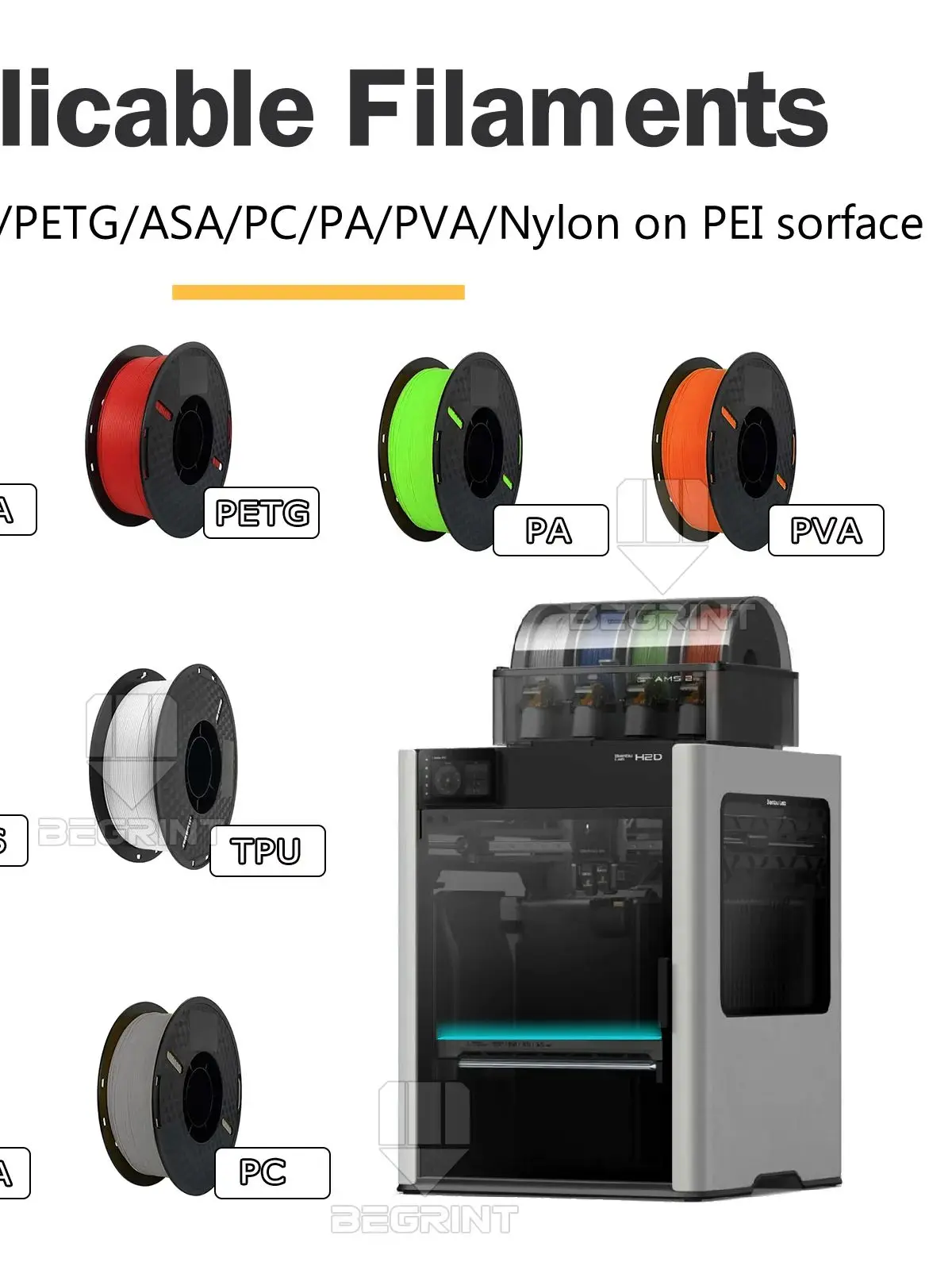 Płyta drukująca Bambu Lab H2D, gładka płyta drukująca Bambulab H2S 350x320, wysoka jakość, akcesoria i części zamienne do Bambu Lab H2D — zdjęcie produktu 7