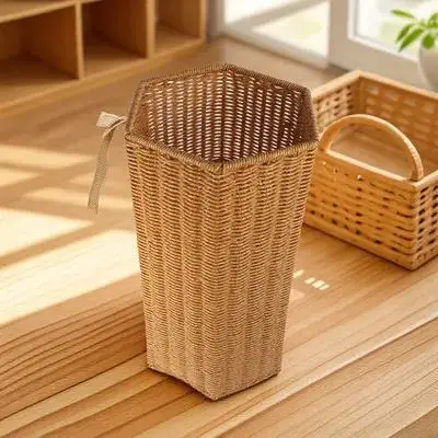 

Large Capacity Plastic Storage Stand Indoor Entryway Office Artificial Rattan Design Rainproof Rain Umbrella Holder Home Decor