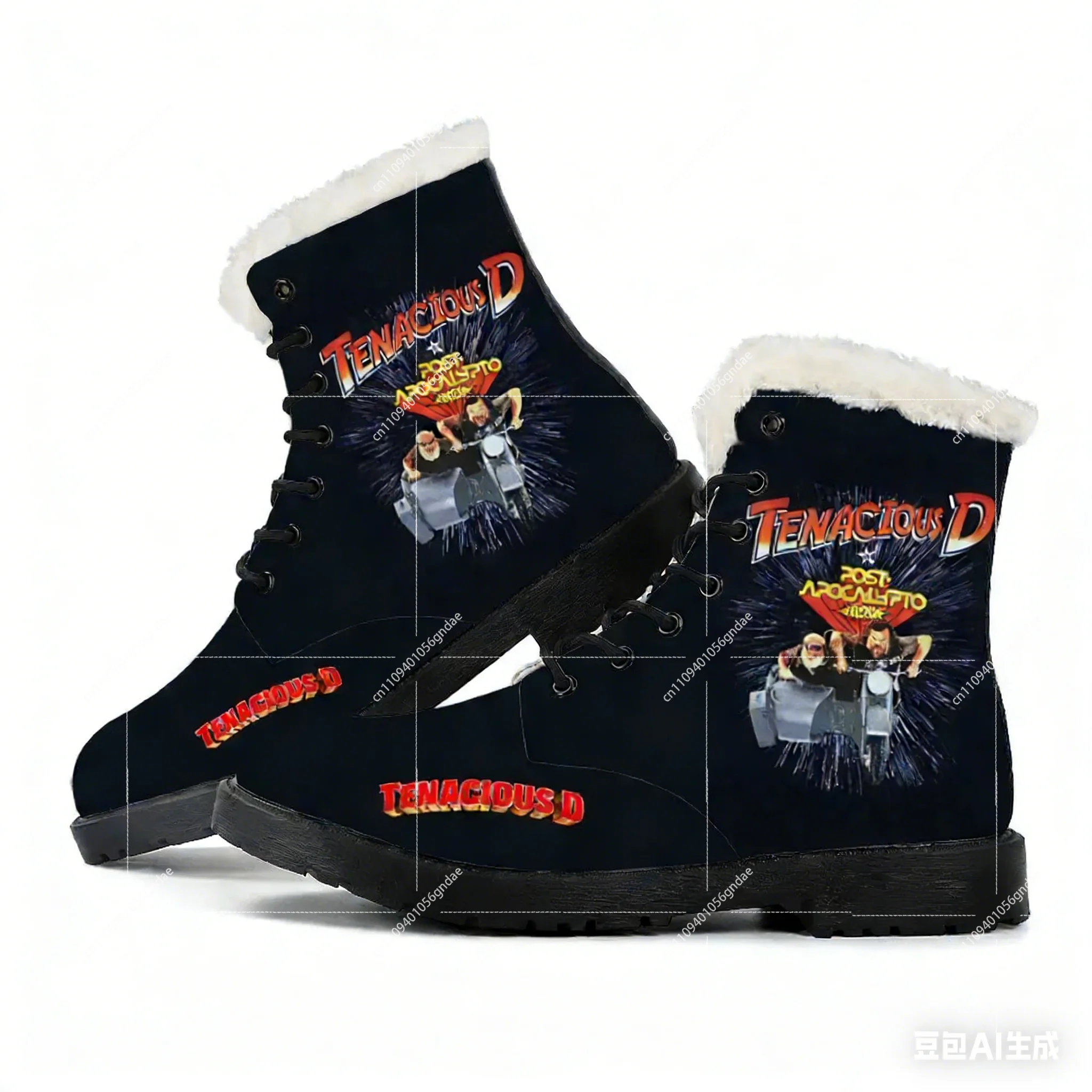 

Tenacious D Rock Band Plush Boots Hip hop Singer Mens Womens Motorcycle Tour Teenager Shoe Casual Boot Light Warm Customize Shoe