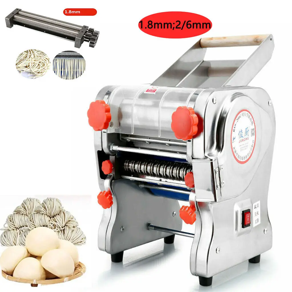 750W Electric Pasta Maker Noodle Machine Dumpling Skin Roller Steel  Full Stainless Steel Dual Knife Noodle Maker For Commercial