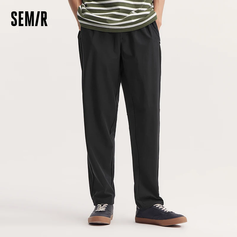 Calça comprida casual semir masculina, fácil de cuidar, elástico na cintura, cor sólida, nova, outono, 2022