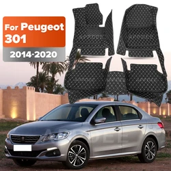 Car Floor Mats For Peugeot 301 2014-2020 Custom Auto Foot Pads Automobile Carpet Cover Interior Accessories